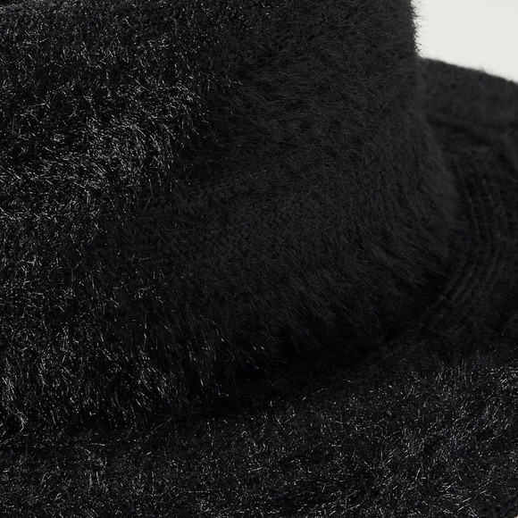 Anthropologie Black Fuzzy Knit Rancher - Picture 3 of 4